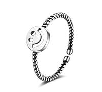 JPXXFM Ring female Korean style fashion trend personality round smile retro twine open ring
