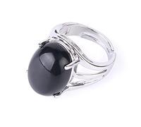 JPXXFM Rings Women, Silver Inlaid Oval Natural Black Onyx Stone Adjustable Open Knuckle Tail Ring Finger Joint Ring Jewelry For Women Lady Girls Wedding Valentine'S Day Gift