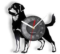 JPXXFM Rottweiler German Breed Vintage Vinyl Record Wall Clock Rottweil Butchers Rottie Wall Watch Dog Puppy Lovers' Gift Art Decor Music