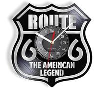 JPXXFM Route 66 Inspired Vinyl Wall Clock The American Legend USA HIghway Cut Decorative Wall Watch Travelling Gifts Music