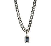 JPXXFM S Silver Jewelry Diamond Thick Chain Lucky Zircon Chain Woman Necklace