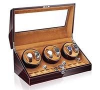 JPXXFM Self Winding Automatic Watch Winder 6+10 Storages Box Case With Quiet Motor And Wood Shell， Battery Powered Or Ac Adapter，5 Rotation Modes Watch Display Storage