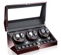 JPXXFM Self Winding Automatic Watch Winder 6+10 Storages Box Case With Quiet Motor And Wood Shell， Battery Powered Or Ac Adapter，5 Rotation Modes Watch Display Storage