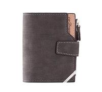 JPXXFM Slim Front Pocket Wallet Men's Short Multi Functional Vertical Zipper Buckle Wallet Wallet for Lanyard (BK2, One Size)