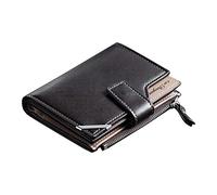 JPXXFM Slim Front Pocket Wallet Men's Short Multi Functional Vertical Zipper Buckle Wallet Wallet for Lanyard (Coffee, One Size)