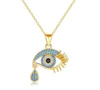 JPXXFM Solid Over 925 Evil Eye Pendant Necklace for Women,Dainty Blue Evil Eye Tear Drop Choker Necklace,Fashion Christmas Jewelry Gift for Her