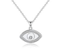 JPXXFM Solid White Over 925 Necklace with Evil Eye Pendant,Minimalist Style Round Cut Devil's Eye Charm Necklace,Lucky Protective Jewelry Gift for Her