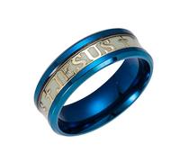 JPXXFM Stainless Steel luminous Jesus Cross Ring Letter Bible Prayer Finger Rings For Men 8mm Amulet Jewelry