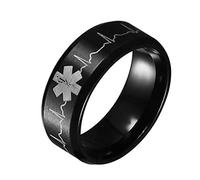 JPXXFM Stainless Steel Medical Ring Love Health Warning Sign Ring Jewelry