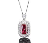 JPXXFM Sterling 8 * 16MM Tourmaline Moissanite Gemstone Pendant Necklace Jewelry