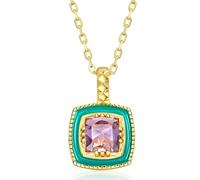 JPXXFM Sterling Silver Necklace For Women Natural Amethyst Gem Diamond Real Engagement Wedding Jewelry