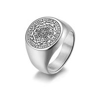 JPXXFM The Key of Solomon Rings Stainless Steel The Seal of the Seven Archangels Ring Amulet Male titanium steel Jewelry
