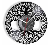 JPXXFM Tree Of Life Wall Clock Made Of Record Engraved Thick Tree Nature Plant Wall Watch With LED Backlight Vinyl Disk Crafts Men