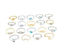 JPXXFM Unique Alloy Ring Set 19pcs Metal Rings Stylish Finger Jewelry for Special Occasions
