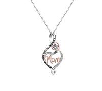JPXXFM Unique and Trendy White Heart Necklace,Love MOM Letters Pendant Necklace with Diamond,Ideal Jewelry Gift for Mothers