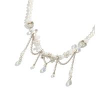 JPXXFM Unique Beaded Heart Pendant Necklace Neck Chain Women Party Gifts Jewelry Collar