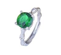 JPXXFM Unique Design Slub Ring Inlay Green Round Cubic Zircon Exquisite Minimalist Jewelry For Women Wedding Engagement Birthday Gifts