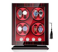 JPXXFM Vertical 8 Watch Winders with LED Backlight, Watches Shaker with Quiet Motor Automatic Rotary Winding, Mechanical Wooden Watch Box with 5 Modes,Leather 02 (Leather 01) Present