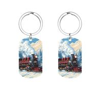 JPXXFM Vintage Steam Train Custom Keychains for Men Women Funny Key Chain Accessory Backpack Purse Bag Charms Gifts