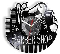 JPXXFM Vinyl Record Clock Barber Shop Vinyl Record Wall Clock Hair Salon Beauty Tool Home Decor Hairstylist Business Sign Wall Watch Hairdresser Gift