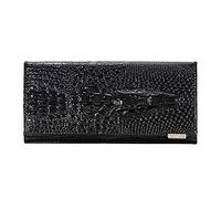 JPXXFM Wallet Women, Crocodile Head Hinge Bag, Long Section Pu Leather Multi-Card Clutch Bag, Black
