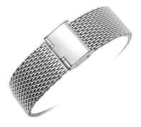 JPXXFM Watch Strap 20mm 22mm Stainless Steel Solid Mesh Strap with Hook Buckle Classic Polished Silver Watch Band Straps 2cm 2.2cm Bracelet (Size : 22mm)