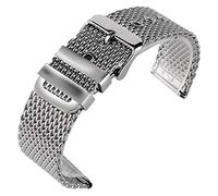 JPXXFM watch strap 20mm 24mm fashion stainless steel mesh watchband bracelet silver wrist band strap solid link pin buckle + 2 spring bars