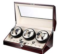 JPXXFM Watch Watch Winder for 6 Automatic Watches with 10 Storage Spaces Wooden Shell Built-in Blue LED Illumination Ultra-Silence