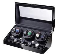 JPXXFM Watch Watch Winder for 6 Automatic Watches with 10 Storage Spaces Wooden Shell Built-in Blue LED Illumination Ultra-Silence