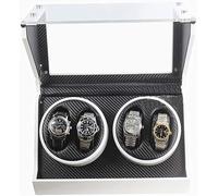 JPXXFM Watch Winder 4 Watches Rectangular Watch Wrap Box Tempered Glass Carbon Pattern Space for Beautiful Scenery