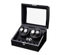 JPXXFM Watch Winder Automatic Watch Winder Box for Winding 4 Watches + 6 Storage Quiet Motor Piano Paint Exterior Adapter and Battery Powered Watch Winder