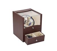 JPXXFM Watch Winder Automatic Watch Winder Box Watch Winder 2 Watches, Wood Shellleather Pillowluxury Double Watch Winder Box with 2 Drawer Storage Caseholiday Gift,Brown Watch Winder