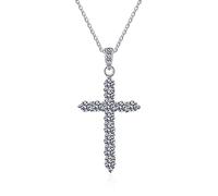 JPXXFM White Cross Pendant Necklace,Elegant 1.2/2.4 CT Round Cut Brilliant Necklace,Luxury Jewelry Gift for Her