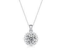 JPXXFM White Flower-Inspired Pendant Necklace,Exquisite 5.0CT Round Cut D-Color Moissanite,Timeless Jewelry Keepsake for Her