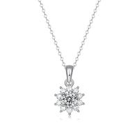 JPXXFM White Flower-Inspired Pendant Necklace,Exquisite 5.0CT Round Cut D-Color Moissanite,Timeless Jewelry Keepsake for Her