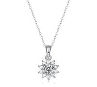 JPXXFM White Flower Style Pendant Necklace,Luxury 5.0CT Round Cut D Color Chain Necklace,Fashion Jewelry Gift for Her