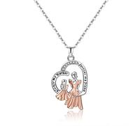JPXXFM White Heart Necklace,'Always My Mother, Forever My Friend' Engraved Mother & Daughter Pendant Necklace,Aesthetic Jewelry Gift for Mom