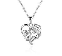 JPXXFM White Heart Necklace,'Always My Mother, Forever My Friend' Engraved Mother & Daughter Pendant Necklace,Aesthetic Jewelry Gift for Mom
