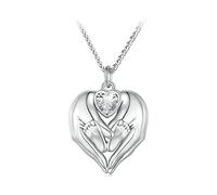 JPXXFM White Heart-Shaped Maternal Love Clavicle Chain Necklace,Creative Design for Mother and Child Love Ruby Pendant Necklace,Ideal Jewelry Gift for Mother