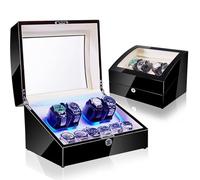 JPXXFM Winder Automatic Winder Box Self-Winding Mechanical Rocker Storage Display Case with 4 Winder Positions and 6 Display Storage Spaces with Quiet Motor for Men and Women Watches