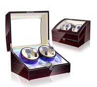 JPXXFM Winder Automatic Winder for 4 Watches with 6 Storage Telescopic Pillows Self-Winding Mechanical Dustproof Display Box Case with Quiet Motor (Color : Walnut Brown (Elastic