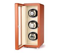 JPXXFM Winder Triple Automatic Winder for 3 Watches PU Leather Self-Winding Mechanical Dustproof Case Rotary Winder Box with LCD Touch Screen Display Motor (Color : Orange)