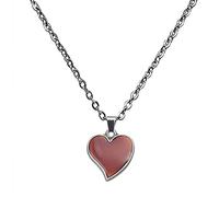 JPXXFM Women Crooked Tip Peach Love Pendant Temperature Control Color Change Mood Necklace Stainless Steel Chain Jewelry