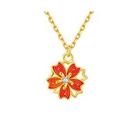 JPXXFM Women Flower Chain Necklace,Dainty Sakura Floral Pendant Necklace with Diamond,Gift for Mom, Wife, Girlfriend