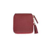 JPXXFM Women Girl Mini Wallet | Square Zip Purse with Tassel | Credit Card Holder | Simple | Clutch Bag (Black), Wine Red