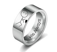 JPXXFM Women His Queen Stainless steel Ring Silver Color Simple Design Her King Couple Ring Wedding Ring for Female Men