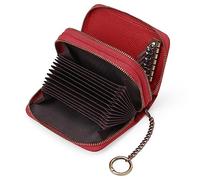 JPXXFM Women Wallet Blocking Leather Small Bifoldr Pocket Wallet Compact Card Case Purse with ID Window, A15 Red-Type 2