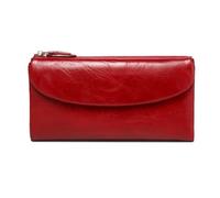 JPXXFM Women's Business Wallets Leather Blocking Wallet Purse Handbags Money Organisers Long Money Clips Card Cases (Size : Red)