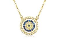 JPXXFM Women's Evil Eye Necklace,Delicate Round Blue Crystal Design Pendant Necklace,Trendy Fashion Jewelry Gift