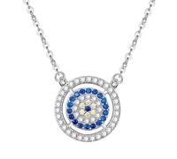 JPXXFM Women's Evil Eye Necklace,Delicate Round Blue Crystal Design Pendant Necklace,Trendy Fashion Jewelry Gift